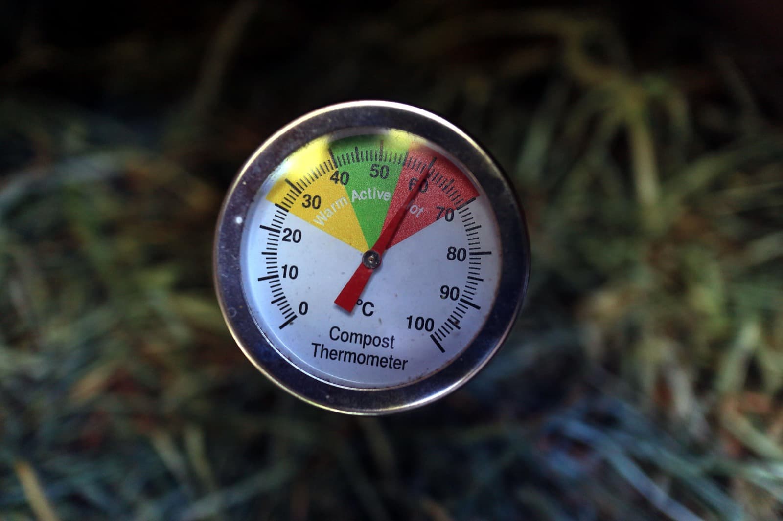 Kompostthermometer misst die Rottetemperatur im Kompost